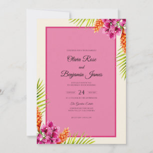 Invitation Mariage Orchidée Tropicale Magenta