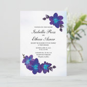 Invitation Mariage Orchidée Turquoise Bleu Violet (Debout devant)