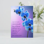 Invitation Mariage Orchidées Bleu Ciel Floral Moderne (Debout devant)