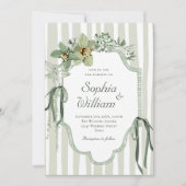 Invitation Mariage Orchidées Vert Sauge Peintes à la Main (Devant)