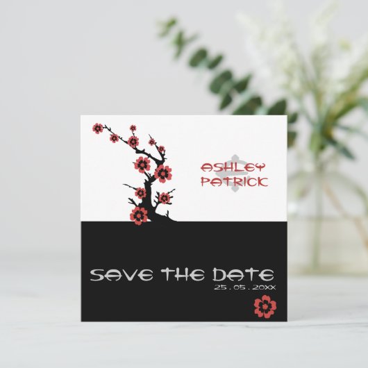 Invitation Mariage Oriental Yin-Yang Sakura (Debout devant)