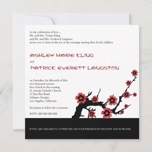 Invitation Mariage Oriental Yin-Yang Sakura (Dos)
