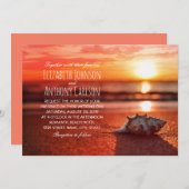 Invitation Mariage orienté de plage de coucher du soleil de (Devant / Derrière)