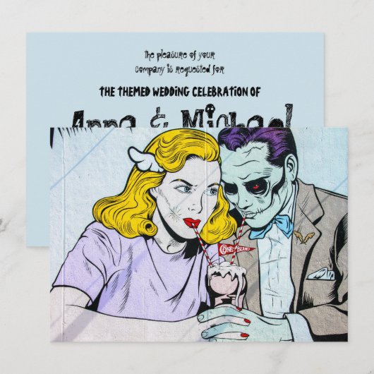 Invitation Mariage orienté fait sur commande de Halloween (Devant / Derrière)