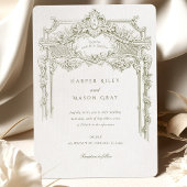 Invitation Mariage orné d'antiquités Olive