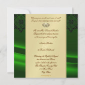 Invitation Mariage orné de bijoux de vert de mascarade d'or (Dos)
