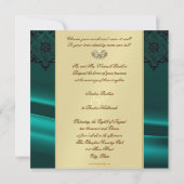 Invitation Mariage orné de bijoux turquoise de mascarade d'or (Dos)
