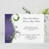 Invitation Mariage orné de violet et de vert avec tourbillon  (Debout devant)