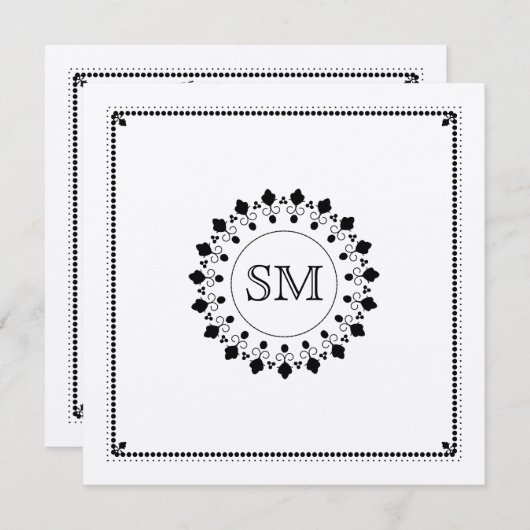 Invitation mariage orné d'un monogramme d'argent de l'Islam i (Devant / Derrière)