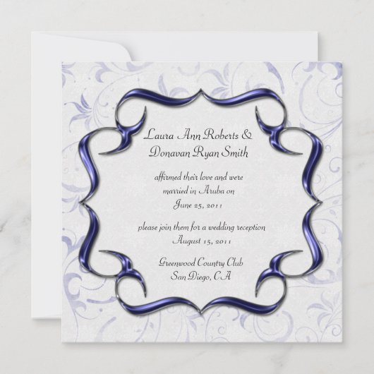 Invitation Mariage Orné Violet Clair Et Argent (Devant)