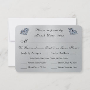 Invitation Mariage ou anniversaire, RSVP avec choix de menu,