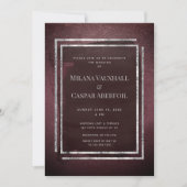 Invitation Mariage Ou Fête De Frame Burgundy Et Argent Grillé (Devant)