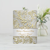 Invitation Mariage ou Fiançailles Floral Gold (Debout devant)