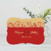 Invitation Mariage ou Fiançailles musulman rouge et or (Debout devant)