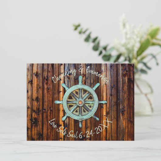 Invitation Mariage ou Fiançailles nautique rustique (Debout devant)