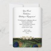 Invitation Mariage ou Fiançailles Paon Bleu Vert Or (Dos)