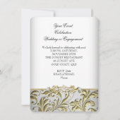 Invitation Mariage ou Fiançailles Tourbillons Floral Or Argen (Dos)