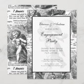 Invitation Mariage ou Fiançailles Vintage Cupid French Toile (Devant / Derrière)