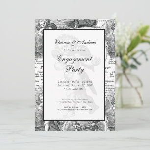 Invitation Mariage ou Fiançailles Vintage Cupid French Toile