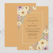 Invitation Mariage Paeonia Ochre (Devant / Derrière)