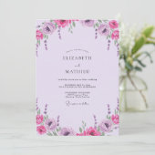 Invitation Mariage Paeonia Orchidée Magenta (Debout devant)