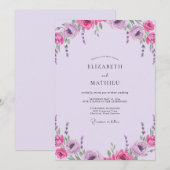 Invitation Mariage Paeonia Orchidée Magenta (Devant / Derrière)
