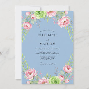 Invitation Mariage Paeonia Rose Ciel