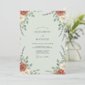 Invitation Mariage Paeonia Rouille Menthe (Debout devant)
