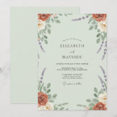 Invitation Mariage Paeonia Rouille Menthe (Devant / Derrière)