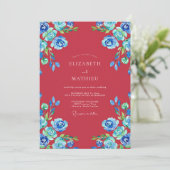 Invitation Mariage Paeonia Saphir Écarlate (Debout devant)