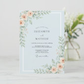 Invitation Mariage Paeonie Abricot Céleste (Debout devant)