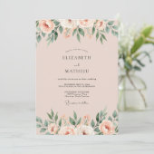 Invitation Mariage Paeonie Abricot Rosé (Debout devant)