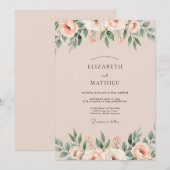 Invitation Mariage Paeonie Abricot Rosé (Devant / Derrière)