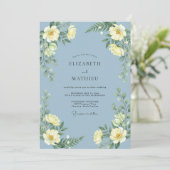 Invitation Mariage Paeonie L citron Azur (Debout devant)