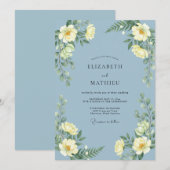 Invitation Mariage Paeonie L citron Azur (Devant / Derrière)