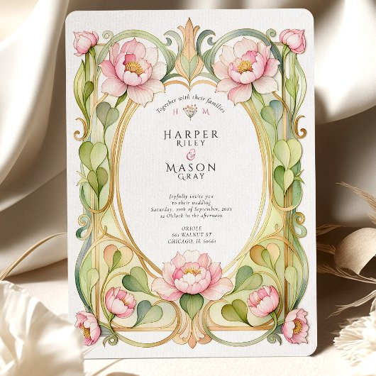 Invitation Mariage Paeonie Rose