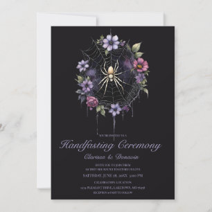 Invitation Mariage païen à la main avec araignée florale viol