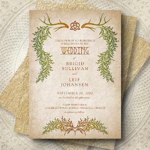 Invitation Mariage païen celtique au feuillage d'automne