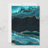 Invitation Mariage Pailleté Agate Bleu-vert et Or (Dos)