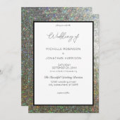 Invitation Mariage Pailleté Argent (Devant / Derrière)