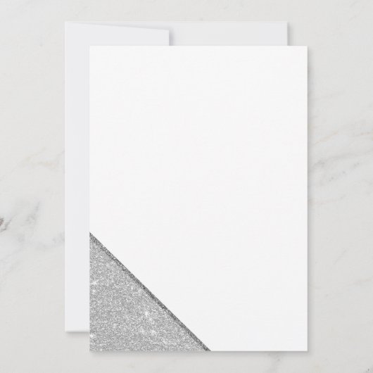 Invitation Mariage pailleté blanc géométrique élégant (Dos)