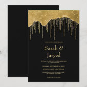 Invitation Mariage Pailleté Dégoulinant d'Or (Devant / Derrière)