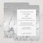 Invitation Mariage Pailleté Faux Argent Gris (Devant / Derrière)