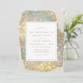Invitation Mariage Pailleté Iridescent Moderne (Debout devant)
