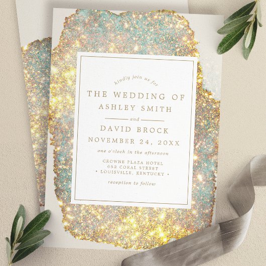Invitation Mariage Pailleté Iridescent Moderne