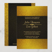 Invitation Mariage Pailleté Or Clair Et Foncé (Devant / Derrière)