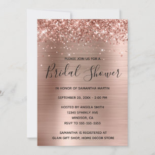 Invitation Mariage Pailleté Rose Gold Papier Aluminium Fête d