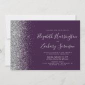 Invitation Mariage Pailleté Violet Argent Moderne (Devant)