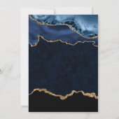 Invitation Mariage Paillettes Bleu et Or Agate & Marbre (Dos)