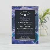 Invitation Mariage Paillettes d'Agate Bleu Violet (Debout devant)